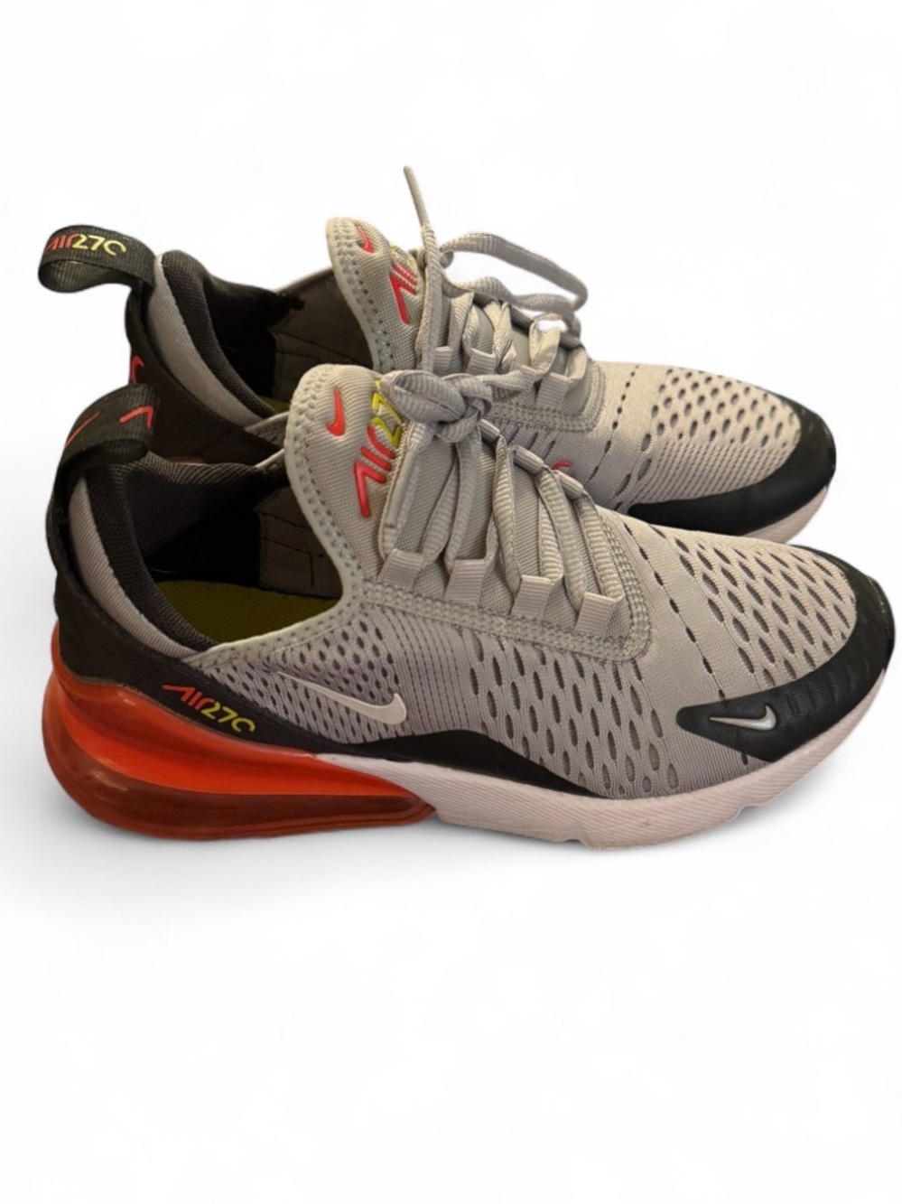 Nike Kids Air Max 270 Gray and Orange Sneakers